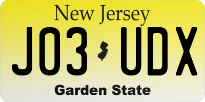 NJ license plate J03UDX