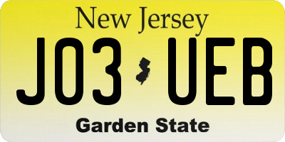 NJ license plate J03UEB
