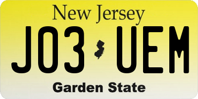 NJ license plate J03UEM
