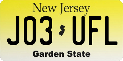 NJ license plate J03UFL