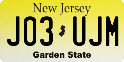 NJ license plate J03UJM