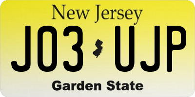 NJ license plate J03UJP