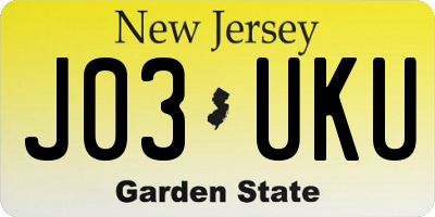 NJ license plate J03UKU