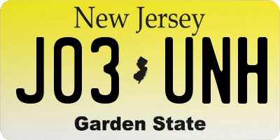 NJ license plate J03UNH