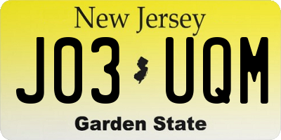 NJ license plate J03UQM