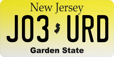 NJ license plate J03URD