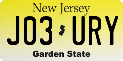 NJ license plate J03URY