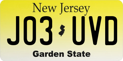 NJ license plate J03UVD