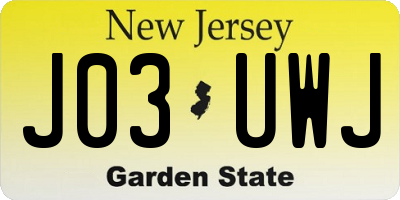 NJ license plate J03UWJ