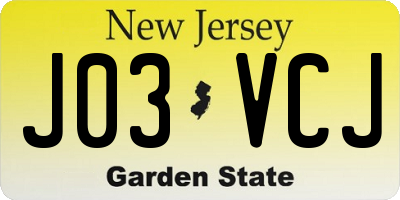 NJ license plate J03VCJ