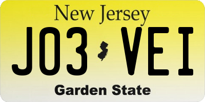 NJ license plate J03VEI