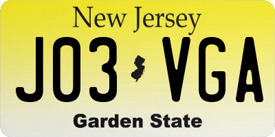 NJ license plate J03VGA