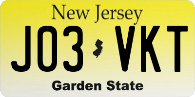 NJ license plate J03VKT