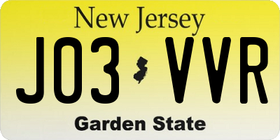 NJ license plate J03VVR