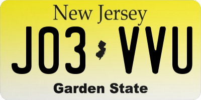 NJ license plate J03VVU