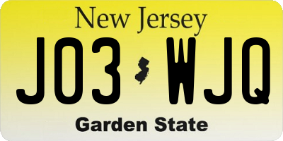 NJ license plate J03WJQ
