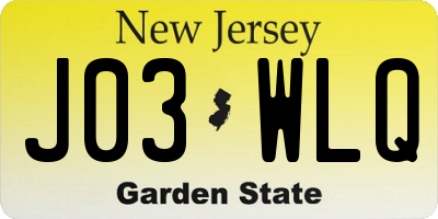 NJ license plate J03WLQ