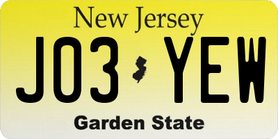 NJ license plate J03YEW