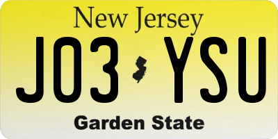 NJ license plate J03YSU