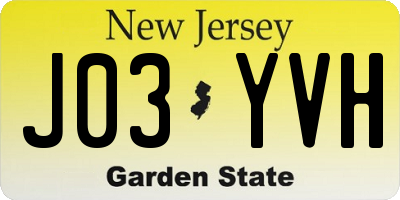 NJ license plate J03YVH