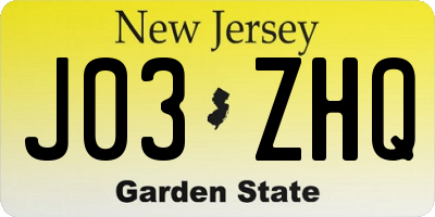 NJ license plate J03ZHQ