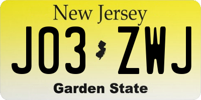 NJ license plate J03ZWJ