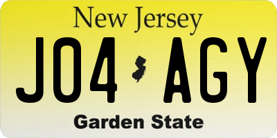 NJ license plate J04AGY