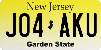 NJ license plate J04AKU