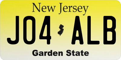 NJ license plate J04ALB