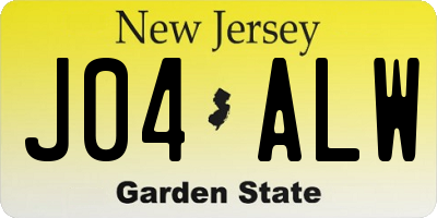 NJ license plate J04ALW