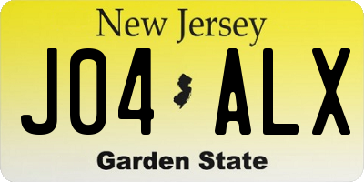NJ license plate J04ALX