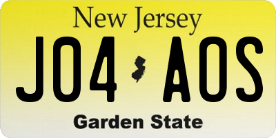 NJ license plate J04AOS