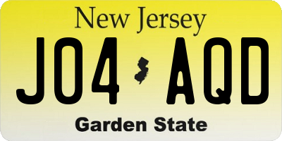 NJ license plate J04AQD