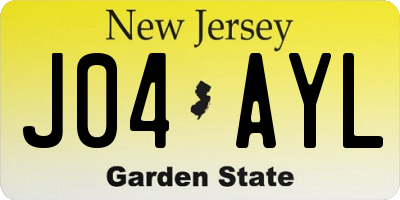 NJ license plate J04AYL