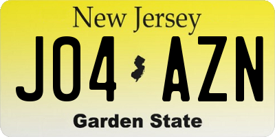 NJ license plate J04AZN