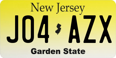 NJ license plate J04AZX