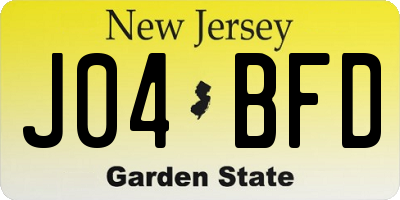 NJ license plate J04BFD