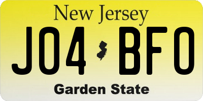 NJ license plate J04BFO