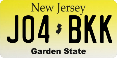 NJ license plate J04BKK