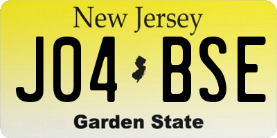 NJ license plate J04BSE