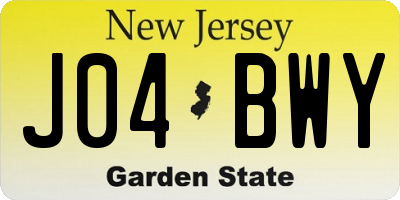 NJ license plate J04BWY