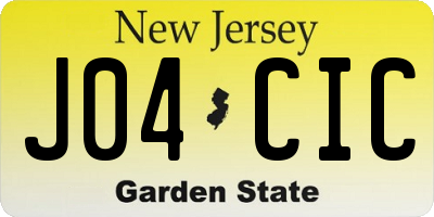 NJ license plate J04CIC
