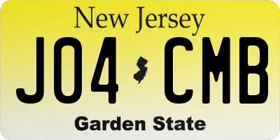 NJ license plate J04CMB