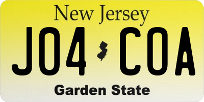 NJ license plate J04COA