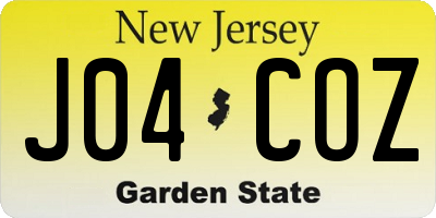 NJ license plate J04COZ