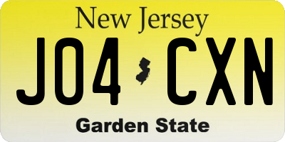 NJ license plate J04CXN
