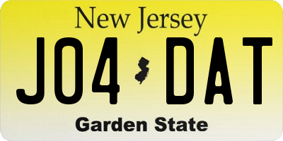 NJ license plate J04DAT