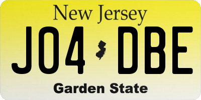 NJ license plate J04DBE