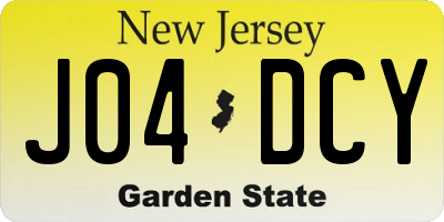NJ license plate J04DCY