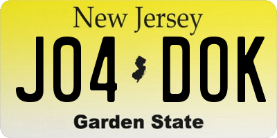 NJ license plate J04DOK